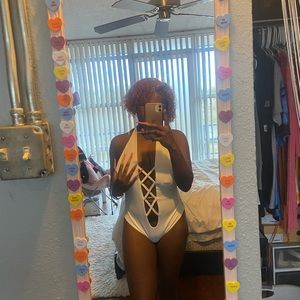 White One piece backless swimsuit (Small is worn in photo)